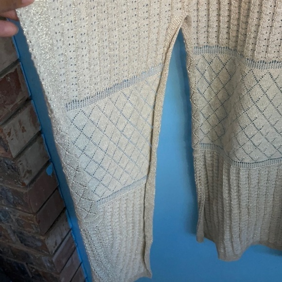 NEW Dex Wool-blend Beige Lurex Longline Open Vest - Picture 4 of 7